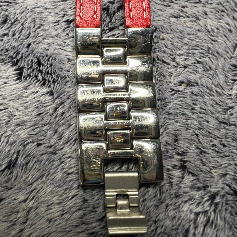 Tommy Hilfiger Red and Blue Leather Strap Watch Vintage